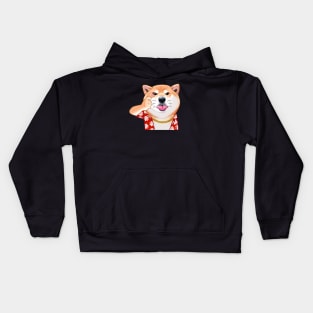 Shiba dog stick out tongue Kids Hoodie